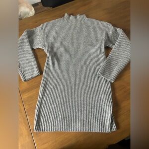 Steve Madden Mock Turtleneck Gray Ribbed Knit Sweater Dress